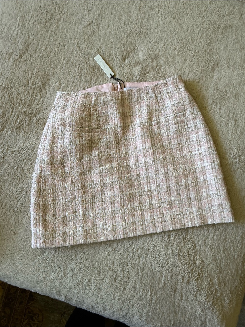 Rumored Pink Tweed Mini Skirt